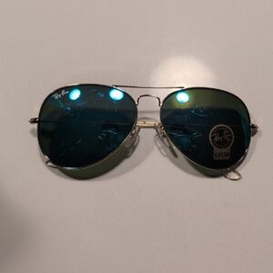 Ray-Ban Aviator Sunglasses with Blue Lenses